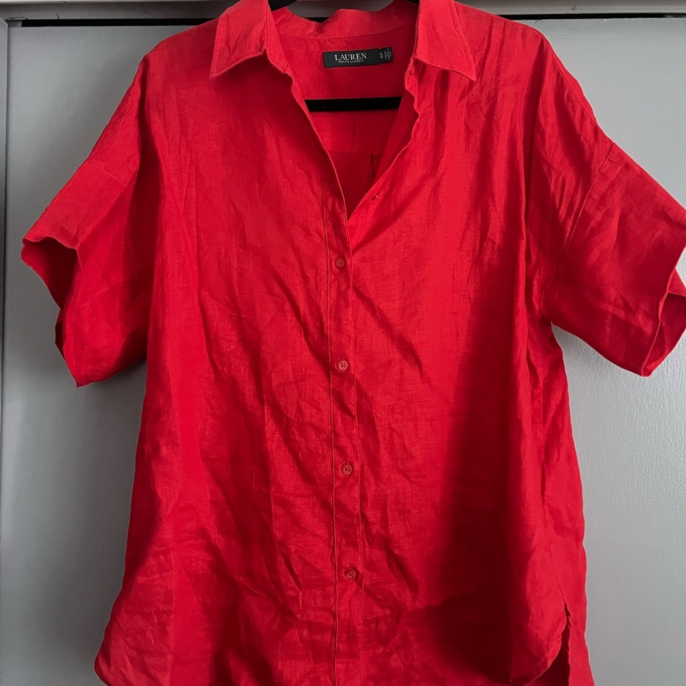 Bright red linen RL shirt